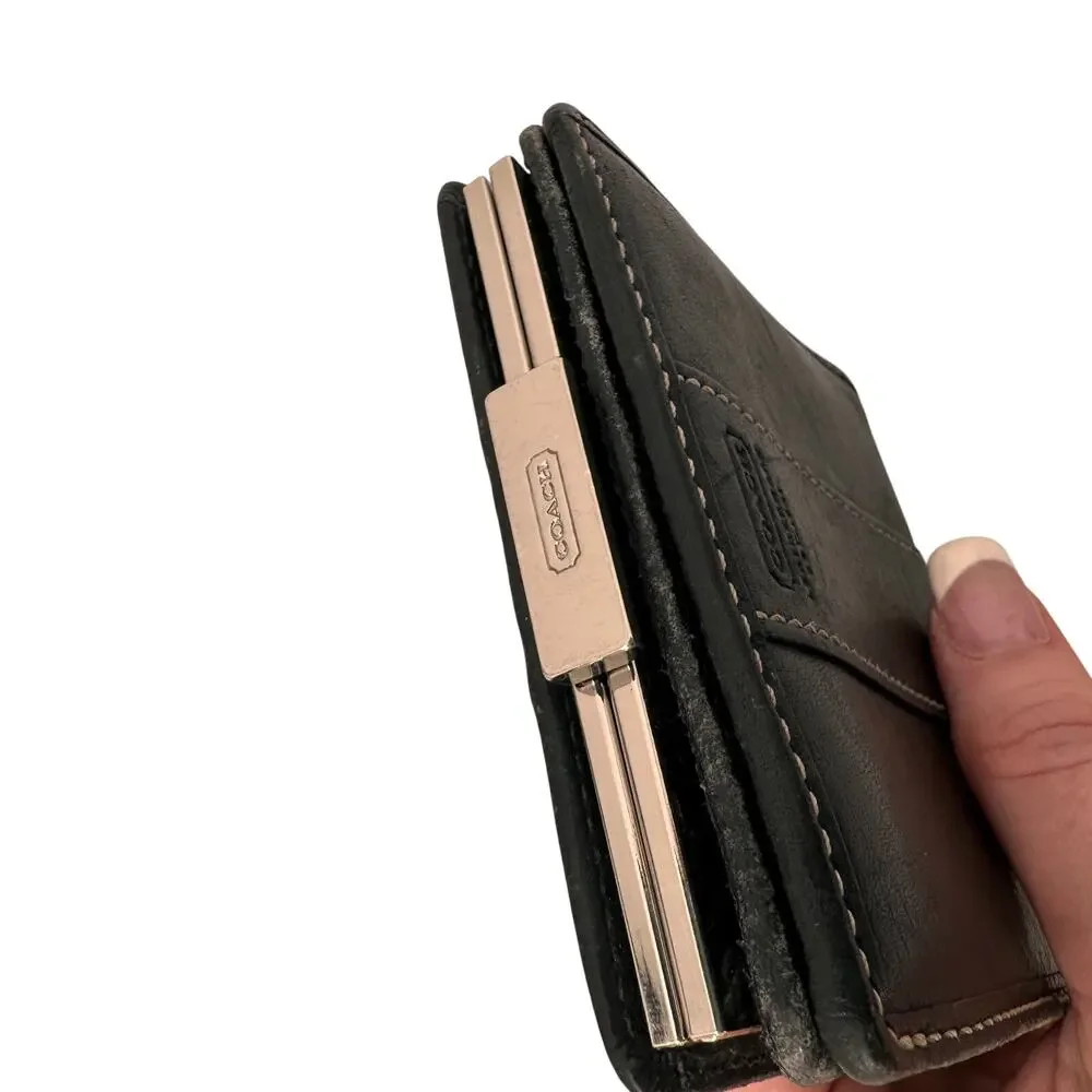 Coach Vintage Black Leather Small Bi-Fold Coin Wallet Rare